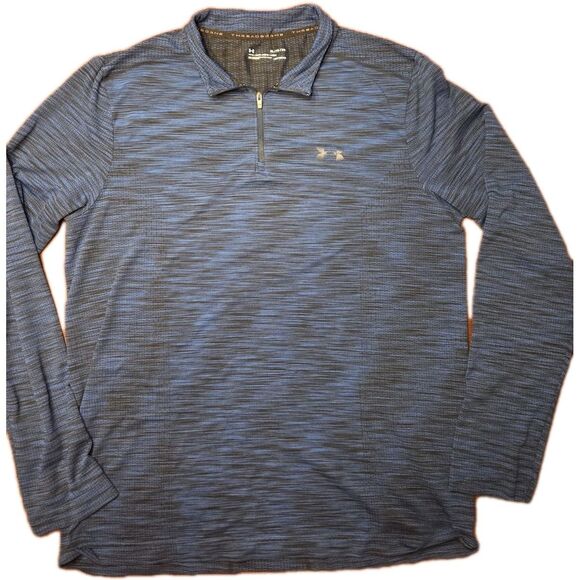 Under Armour Threadborne 1/4 Zip Pullover Men's XL Blue Fitted HeatGear Golf Run - Picture 1 of 3